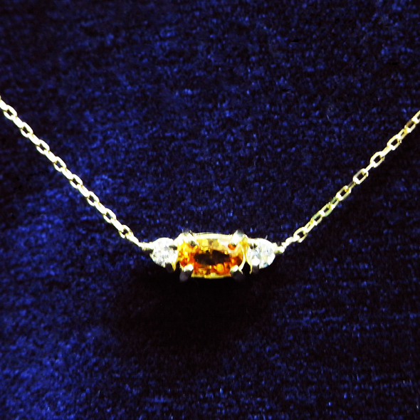 シトリンとダイヤモンドのプチネックレス　拡大図 K18イエローゴールド シトリン ダイヤモンド 写真4