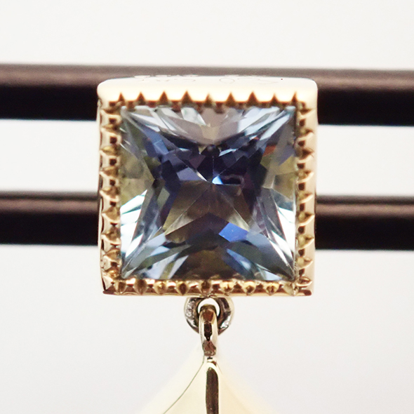 アクアマリンとダイヤモンドの片耳ピアス　アクアマリン K18イエローゴールド アクアマリン ダイヤモンド 写真4